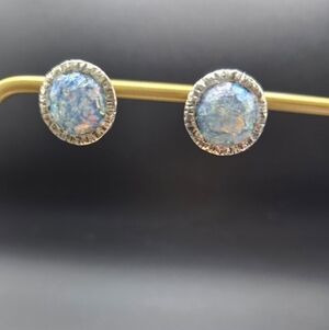 Or Paz Silver and Ancient Roman Glass Stud Earrings